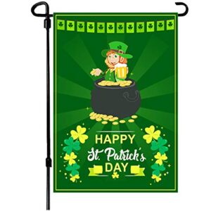 st patrick’s day garden flag,shamrock/beer st patricks flag 12.5 x 18 inch double-sided display 2 layer burlap for garden and home decorations