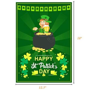 St Patrick's Day Garden Flag,Shamrock/Beer St Patricks Flag 12.5 x 18 Inch Double-Sided Display 2 Layer Burlap for Garden and Home Decorations