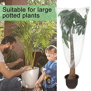 ANPHSIN 6 Pcs Winter Plant Film Cover with Drawstring- 35.4" x 59.1" Plastic Plant Cover Freeze Protection Transparent Waterproof Plant Shelter Bag for Outdoors Garden Plants Shrubs Sapling Crops