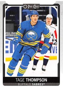 2021-22 o-pee-chee #303 tage thompson buffalo sabres official nhl hockey card from upper deck in raw (nm or better) condition
