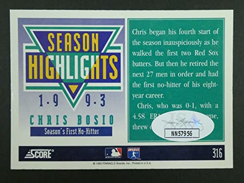 Chris Bosio Signed Baseball Card with JSA COA