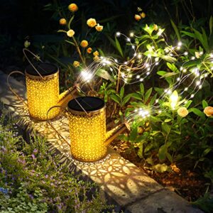 Solar Watering Can with Lights, Bigger Garden Decor, Solar Lantern Outdoor Hanging Waterproof Garden Lights for Outside, Decorative Retro Metal Waterfall Lights Solar Powered for Patio Yard Decoration