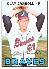 1967 topps regular (baseball) card# 219 clay carroll of the atlanta braves ex condition