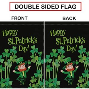 St Patricks Day Garden Flag Shamrocks Leprechaun Vertical Double Sided Burlap Flag 12.5 x 18 Inch Happy St.Patrick's Day Spring Holiday Farmhouse Outdoor Yard Decoration