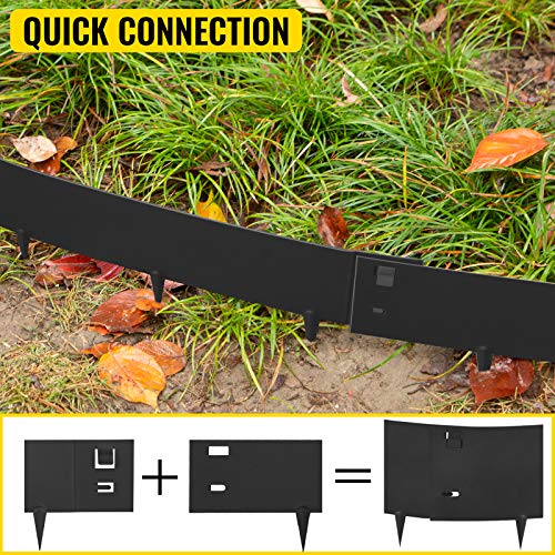 VEVOR Steel Lawn Edging, 5PCS Metal Landscape Edging, 4"x39" Garden Edging Border, Flexible Galvanized Steel Landscape Border, 16.25 ft Length Landscaping Metal Edging, Black Lawn Edge for Garden Yard