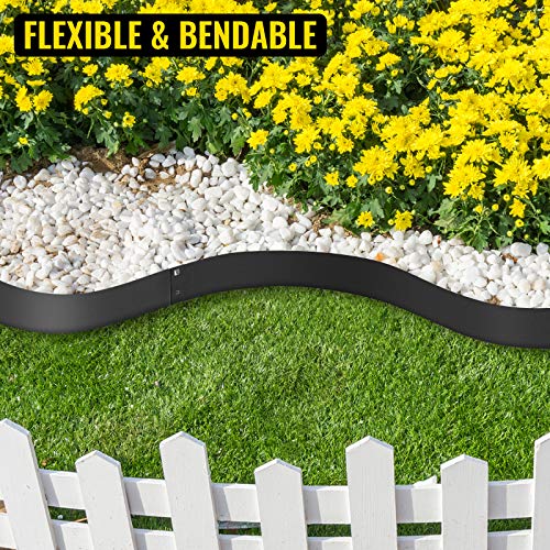 VEVOR Steel Lawn Edging, 5PCS Metal Landscape Edging, 4"x39" Garden Edging Border, Flexible Galvanized Steel Landscape Border, 16.25 ft Length Landscaping Metal Edging, Black Lawn Edge for Garden Yard