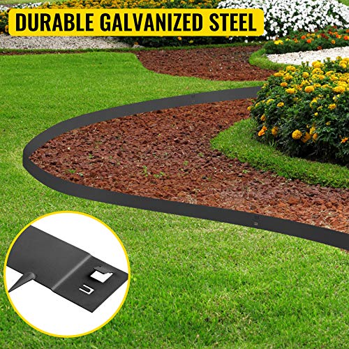 VEVOR Steel Lawn Edging, 5PCS Metal Landscape Edging, 4"x39" Garden Edging Border, Flexible Galvanized Steel Landscape Border, 16.25 ft Length Landscaping Metal Edging, Black Lawn Edge for Garden Yard