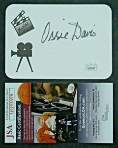 ossie davis actor signed ossie and harriett 3×5 index card with jsa coa