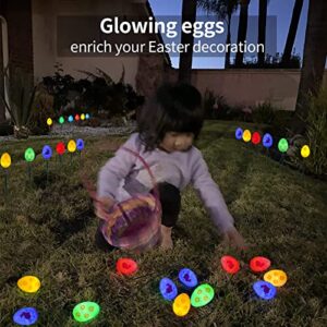 LOGUIDE 32ft Solar Easter Egg Lights String with Stake,15 Light up Led Easter Eggs for Garden/Yard, Easter Outdoor Decorative Lights Waterproof for Path/Lawn