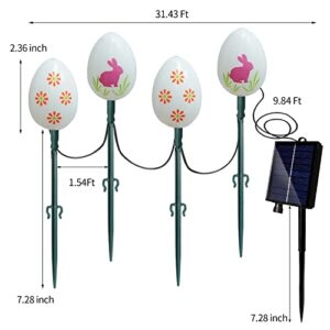 LOGUIDE 32ft Solar Easter Egg Lights String with Stake,15 Light up Led Easter Eggs for Garden/Yard, Easter Outdoor Decorative Lights Waterproof for Path/Lawn