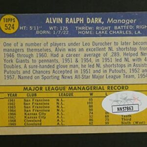 Alvin Dark Signed Baseball Card with JSA COA