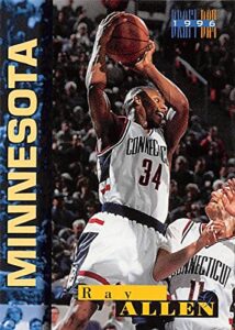 ray allen basketball card (uconn huskies) 1996 score board draft day rookie #4b