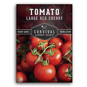 survival garden seeds – large red cherry tomato seed for planting – packet with instructions to plant and grow tomatoes in your home vegetable garden – non-gmo heirloom variety