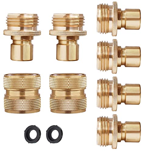 PLG Brass 8-Piece Quick Connect Garden Hose Fittings, 6 Male and 2 Female Set