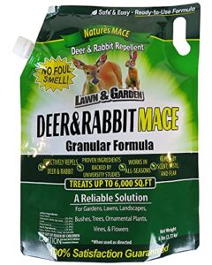 nature’s mace deer & rabbit repellent 6lb / covers 6,000 sq. ft. / repel deer from your home & garden / safe to use around children, plants & produce / protect your garden instantly