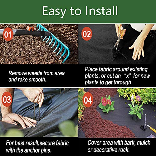 AGTEK Garden Weed Barrier Landscape Fabric 3.8oz 4x10 FT Heavy-Duty Ground Cover Eco-Friendly Weed Control