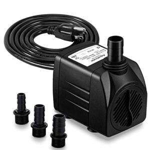 550gph submersible water pump (2000l/hr, 30w) – ultra quiet pond pump – outdoor fountain pump with 7.2ft vertical lift – aquarium pump with 3 nozzles, 6.56ft power cord – compact fish tank pump