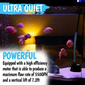 550GPH Submersible Water Pump (2000L/hr, 30W) - Ultra Quiet Pond Pump - Outdoor Fountain Pump with 7.2ft Vertical Lift - Aquarium Pump with 3 Nozzles, 6.56ft Power Cord - Compact Fish Tank Pump