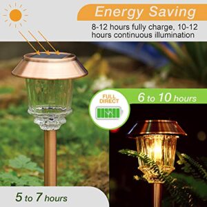 XMCOSY+ Solar Pathway Lights - 4 Pack Solar Lights Outdoor Waterproof IP65 Auto On/Off, Garden Lights Solar Powered 10-40 LM Dimmable Warm White Landscape Lighting for Patio Yard Lawn Driveway Walkway