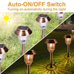 XMCOSY+ Solar Pathway Lights - 4 Pack Solar Lights Outdoor Waterproof IP65 Auto On/Off, Garden Lights Solar Powered 10-40 LM Dimmable Warm White Landscape Lighting for Patio Yard Lawn Driveway Walkway