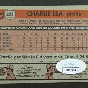 Charlie Lea Signed Baseball Card with JSA COA