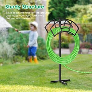 TomCare Garden Hose Holder Thick Metal Water Hose Holder Hose Stand Detachable Hose Reel Freestanding Garden Hose Storage Hose Hanger Decorative gardening gifts Hose Holders for Outside Garden, Black