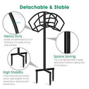 TomCare Garden Hose Holder Thick Metal Water Hose Holder Hose Stand Detachable Hose Reel Freestanding Garden Hose Storage Hose Hanger Decorative gardening gifts Hose Holders for Outside Garden, Black