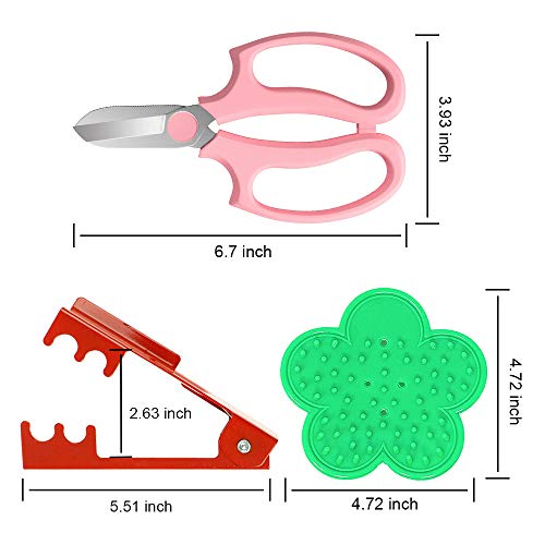 4PCS Garden Pruning Shears Scissors Kit, Rose Thorn Remover, Tree Pruner Hand Tools, Cordless Trimmer & Floral gloves for Gardening Flower Arrangement