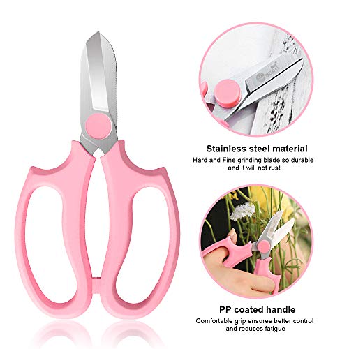 4PCS Garden Pruning Shears Scissors Kit, Rose Thorn Remover, Tree Pruner Hand Tools, Cordless Trimmer & Floral gloves for Gardening Flower Arrangement