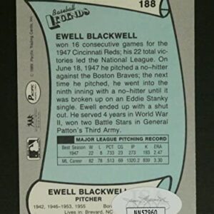 Ewell Blackwell Signed Baseball Card with JSA COA