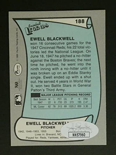 Ewell Blackwell Signed Baseball Card with JSA COA