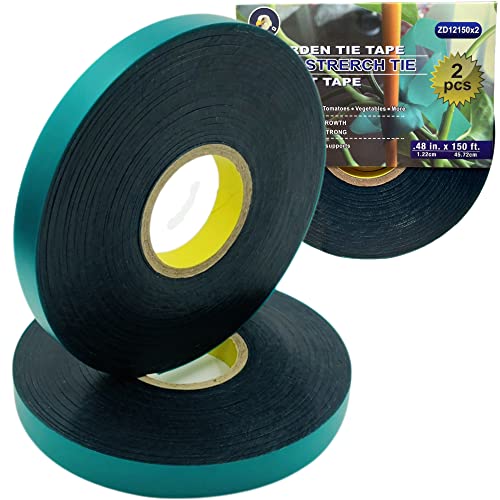 Ugold, 2-Pack, 8 mil Extra Thick 150 Feet x 1/2'' Stretch Plant Tie Tape, Garden Tie Tape for Planting and Grafting, Plant Ribbon for Tomatoes, Grapes and Trees, Green Tie Tape