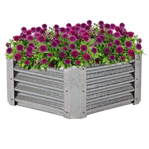 sunnydaze 40″ hexagon galvanized steel raised garden bed kit – outdoor metal planter for plants and vegetables – silver