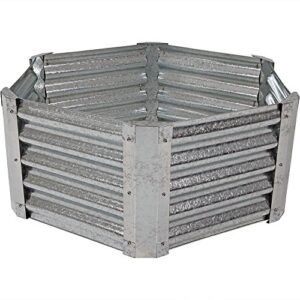 Sunnydaze 40" Hexagon Galvanized Steel Raised Garden Bed Kit - Outdoor Metal Planter for Plants and Vegetables - Silver