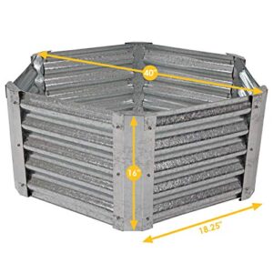 Sunnydaze 40" Hexagon Galvanized Steel Raised Garden Bed Kit - Outdoor Metal Planter for Plants and Vegetables - Silver