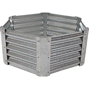 Sunnydaze 40" Hexagon Galvanized Steel Raised Garden Bed Kit - Outdoor Metal Planter for Plants and Vegetables - Silver