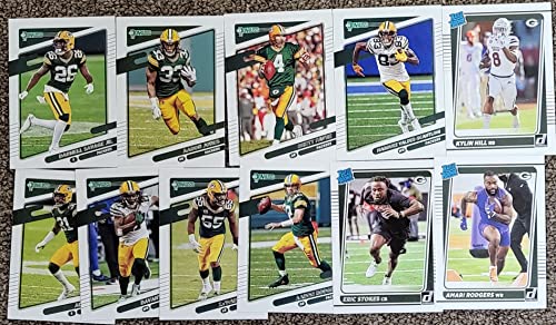 2021 Panini Donruss Football Green Bay Packers Team Set 14 Cards (Includes Aaron Rodgers Brett Favre and Devante Adams Variation Card) W/Drafted Rookies Aaron Rodgers