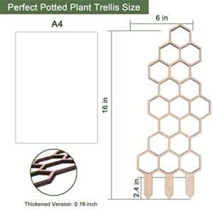 WellSign Wooden Trellis for Potted Plants, 16inch Small Garden Plant Trellis for Climbing Plants Indoor with Moisture-Proof Layer for Ivy Vine Plant, Honeycomb Trellis Flower Pot Plant Support 2Pack