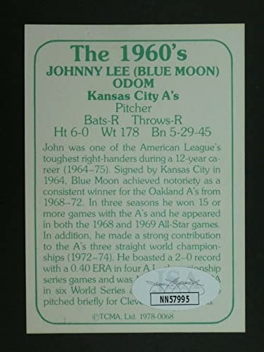 Johnny Lee Odom Signed Baseball Card with JSA COA
