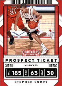 2020-21 contenders draft picks prospect ticket basketball #1 stephen curry davidson wildcats official ncaa licensed trading card by panini america