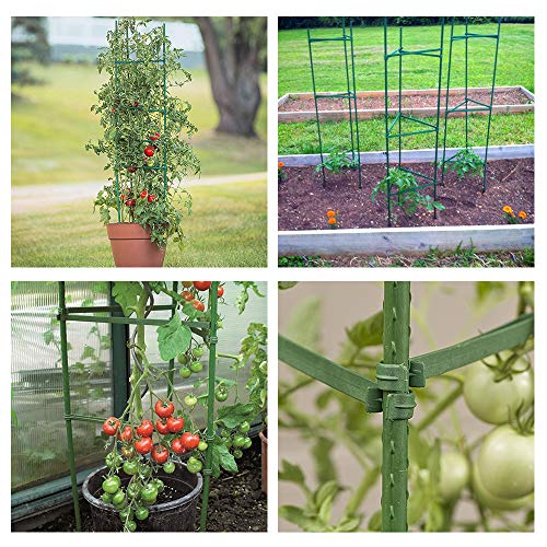 GROWNEER 6 Packs Tomato Cages, Up to 51 Inches Plant Cages Assembled Tomato Garden Cages Stakes Vegetable Support Trellis, with 18Pcs Clips and 328 Feet Twist Tie, for Vertical Climbing Plants