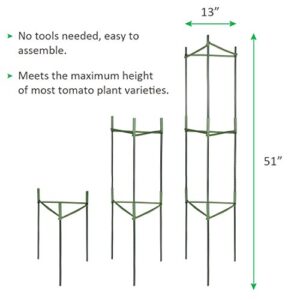 GROWNEER 6 Packs Tomato Cages, Up to 51 Inches Plant Cages Assembled Tomato Garden Cages Stakes Vegetable Support Trellis, with 18Pcs Clips and 328 Feet Twist Tie, for Vertical Climbing Plants