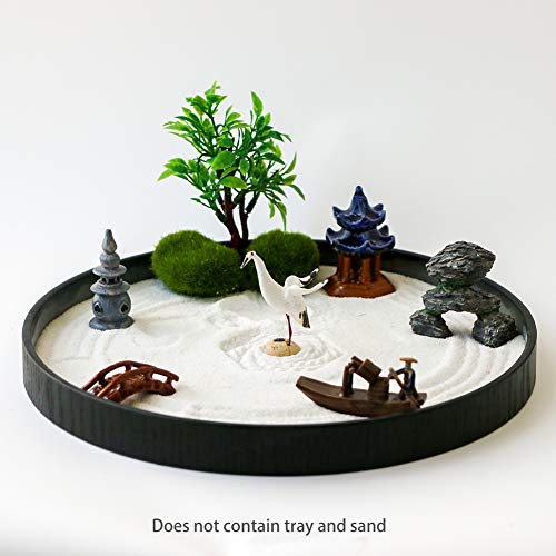 Japanese Zen Garden Accessories Kit - Japan Miniature Fairy Garden Set for Micro Landscape Terrarium Decoration Tabletop Meditation Rock Zen Gifts Zen Tool Rake Pagoda Stamp Bonsai Tress