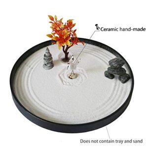 Japanese Zen Garden Accessories Kit - Japan Miniature Fairy Garden Set for Micro Landscape Terrarium Decoration Tabletop Meditation Rock Zen Gifts Zen Tool Rake Pagoda Stamp Bonsai Tress