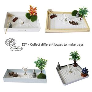 Japanese Zen Garden Accessories Kit - Japan Miniature Fairy Garden Set for Micro Landscape Terrarium Decoration Tabletop Meditation Rock Zen Gifts Zen Tool Rake Pagoda Stamp Bonsai Tress