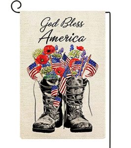 ortigia patriotic memorial day garden flag god bless america 12×18 inch double sided 4th of july america flag freedom boots garden flag independence day outside yard party outdoor decoration
