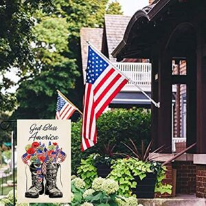 ORTIGIA Patriotic Memorial Day Garden Flag God Bless America 12x18 Inch Double Sided 4th of July America Flag Freedom Boots Garden flag Independence Day Outside Yard Party Outdoor Decoration
