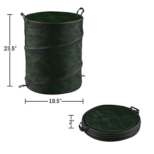 Collapsible Trash Can- Pop Up 33 Gallon Trashcan for Garbage With Zippered Lid By Wakeman Outdoors -Ideal for Camping Recycling and More (Green)