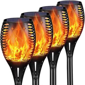 youngpower solar outdoor torch lights led landscape lighting 43″ solar outdoor path lights waterproof solar flame lights torch dusk to dawn auto on/off security for garden yard patio, 4 pack
