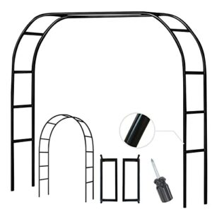 Garden Arch Trellis for Climbing Plants Outdoor Wedding Arches for Ceremony Black Metal Garden Arbor Indoor Garden Arches for Party Decoration 7.9ft Wide X 6.4ft High or 4.9ft Wide X 7.9ft High